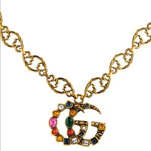 Gucci Crystal Double G Pendant Necklace